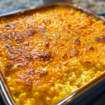 Cream Cheese Corn Casserole taken with iphone 15 pro max --iw 2 --ar 4:5 --v 6.0 --raw