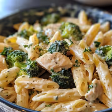 Creamy Broccoli and Chicken Penne taken with iphone 15 pro max --iw 2 --ar 4:5 --v 6.0 --raw