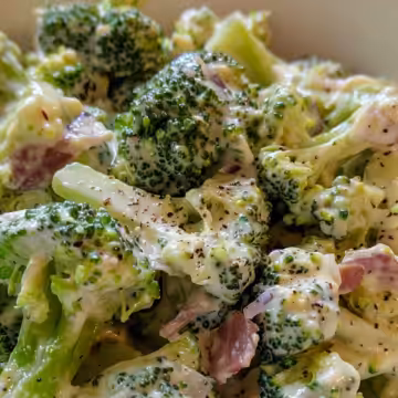 Creamy Broccoli Salad (no bacon) taken with iphone 15 pro max --iw 2 --ar 4:5 --v 6.0 --raw