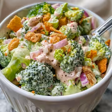 Creamy Broccoli Salad Recipe taken with iphone 15 pro max --iw 2 --ar 4:5 --v 6.0 --raw