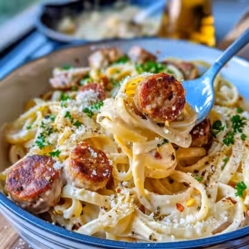 Creamy Cajun Sausage Pasta (One Pot) taken with iphone 15 pro max --iw 2 --ar 4:5 --v 6.0 --raw