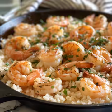 Creamy Garlic Shrimp and Rice Skillet taken with iphone 15 pro max --iw 2 --ar 4:5 --v 6.0 --raw