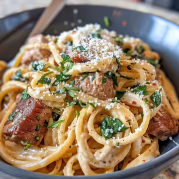Creamy High Protein Beef Pasta taken with iphone 15 pro max --iw 2 --ar 4:5 --v 6.0 --raw