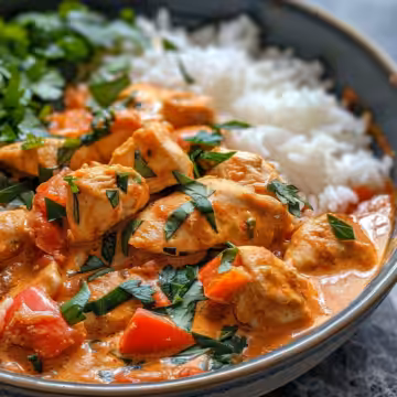 Creamy Paprika Chicken with Rice taken with iphone 15 pro max --iw 2 --ar 4:5 --v 6.0 --raw