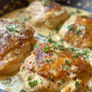 Creamy Pepperoncini Chicken Skillet taken with iphone 15 pro max --iw 2 --ar 4:5 --v 6.0 --raw