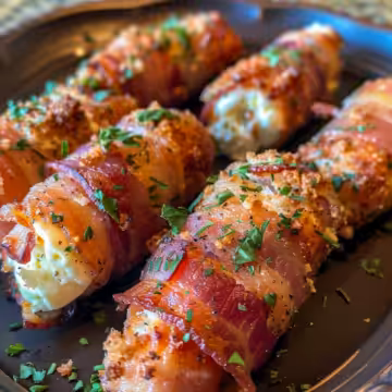 Crispy Bacon-Wrapped Mozzarella Sticks taken with iphone 15 pro max --iw 2 --ar 4:5 --v 6.0 --raw