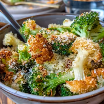 Crispy Garlic Parmesan Broccoli taken with iphone 15 pro max --iw 2 --ar 4:5 --v 6.0 --raw