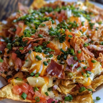 Crispy Irish Pub Potato Nachos taken with iphone 15 pro max --iw 2 --ar 4:5 --v 6.0 --raw