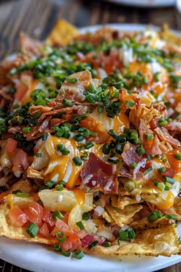 Crispy Irish Pub Potato Nachos taken with iphone 15 pro max --iw 2 --ar 4:5 --v 6.0 --raw