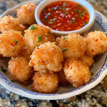 Crispy Shrimp Balls with Sweet Chili Sauce taken with iphone 15 pro max --iw 2 --ar 4:5 --v 6.0 --raw