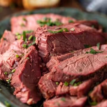 Crock Pot Corned Beef taken with iphone 15 pro max --iw 2 --ar 4:5 --v 6.0 --raw