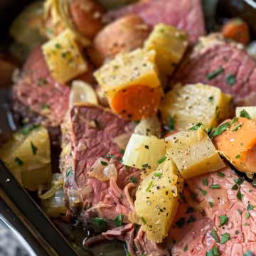 Crockpot Corned Beef and Cabbage taken with iphone 15 pro max --iw 2 --ar 4:5 --v 6.0 --raw