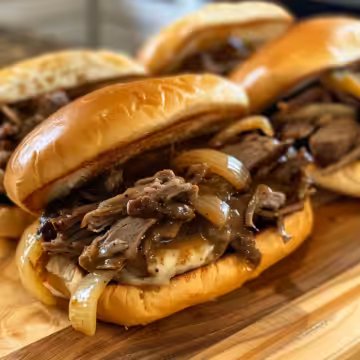 Crockpot French Dip Sandwiches taken with iphone 15 pro max --iw 2 --ar 4:5 --v 6.0 --raw