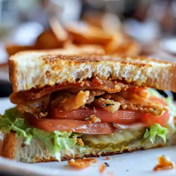 Crunchy Fried Green Tomato BLT Sandwich taken with iphone 15 pro max --iw 2 --ar 4:5 --v 6.0 --raw