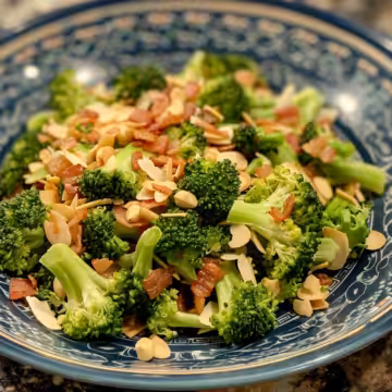 Crunchy Trisha Yearwood's Broccoli Salad taken with iphone 15 pro max --iw 2 --ar 4:5 --v 6.0 --raw