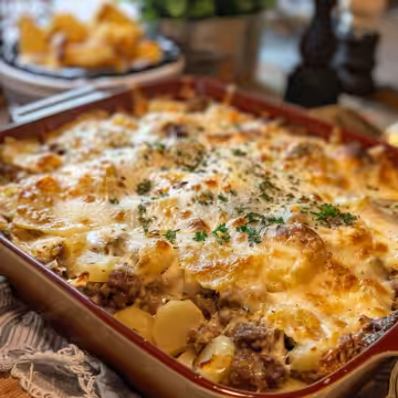 Easy Amish Hamburger Steak Bake taken with iphone 15 pro max --iw 2 --ar 4:5 --v 6.0 --raw