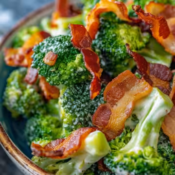 Easy Broccoli Bacon Salad Recipe from The Food Charlatan taken with iphone 15 pro max --iw 2 --ar 4:5 --v 6.0 --raw