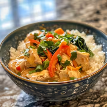 Easy Coconut Chicken Rice Bowl taken with iphone 15 pro max --iw 2 --ar 4:5 --v 6.0 --raw