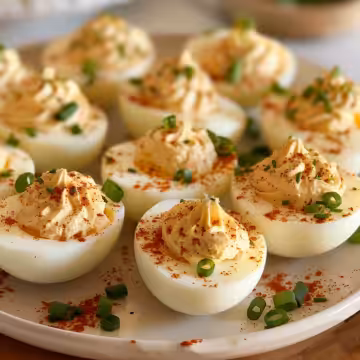 Easy Creamy Cajun Deviled Eggs taken with iphone 15 pro max --iw 2 --ar 4:5 --v 6.0 --raw