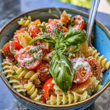 Easy High Protein Pasta Salad taken with iphone 15 pro max --iw 2 --ar 4:5 --v 6.0 --raw