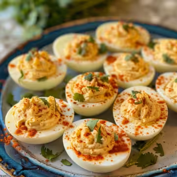Easy Mexican Deviled Eggs taken with iphone 15 pro max --iw 2 --ar 4:5 --v 6.0 --raw