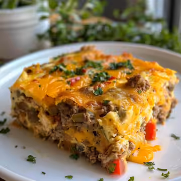 Easy Overnight Crock Pot Breakfast Casserole taken with iphone 15 pro max --iw 2 --ar 4:5 --v 6.0 --raw