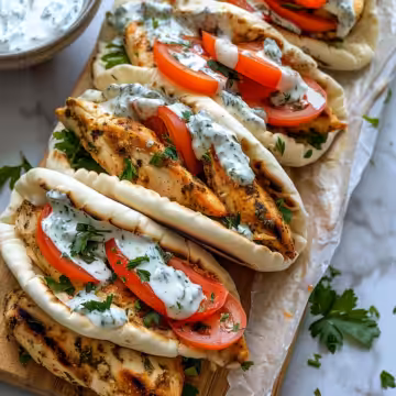 Easy Sheet Pan Chicken Pitas with Herby Ranch taken with iphone 15 pro max --iw 2 --ar 4:5 --v 6.0 --raw