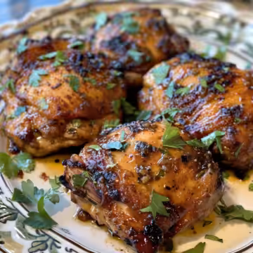 Flavorful Cuban Mojo Chicken Thighs taken with iphone 15 pro max --iw 2 --ar 4:5 --v 6.0 --raw