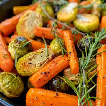 Flavorful Easter Brussels Sprouts and Carrots taken with iphone 15 pro max --iw 2 --ar 4:5 --v 6.0 --raw
