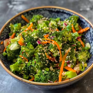 Flavorsome Vegan Broccoli Salad taken with iphone 15 pro max --iw 2 --ar 4:5 --v 6.0 --raw