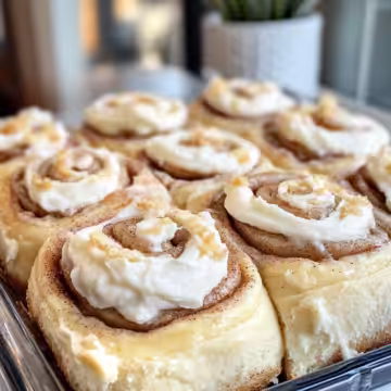 Fluffy Banana Bread Cinnamon Rolls with Cream Cheese Frosting taken with iphone 15 pro max --iw 2 --ar 4:5 --v 6.1 --raw