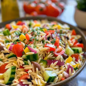 Fresh and Flavorful: Try My Popular Mediterranean Orzo Pasta Salad! in 2026 taken with iphone 15 pro max --iw 2 --ar 4:5 --v 6.0 --raw