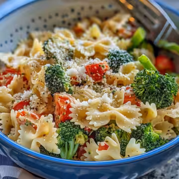 Fresh Broccoli Pasta Salad taken with iphone 15 pro max --iw 2 --ar 4:5 --v 6.0 --raw