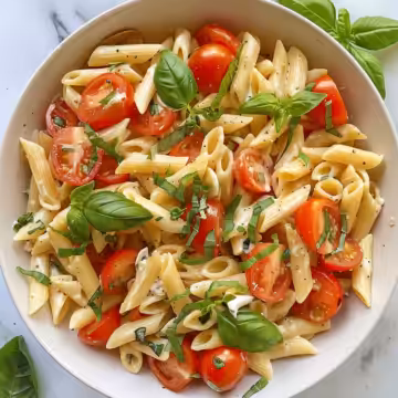 Fresh & Flavorful Caprese Pasta Salad taken with iphone 15 pro max --iw 2 --ar 4:5 --v 6.0 --raw