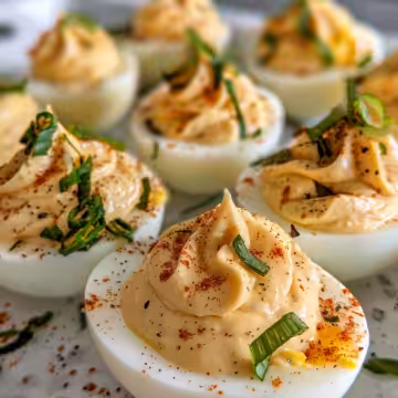 Garlic Parmesan Deviled Eggs taken with iphone 15 pro max --iw 2 --ar 4:5 --v 6.0 --raw
