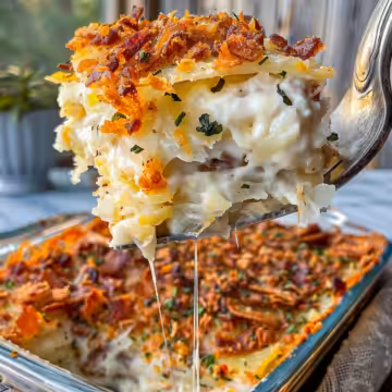 Grandma's Hash Brown Casserole taken with iphone 15 pro max --iw 2 --ar 4:5 --v 6.0 --raw