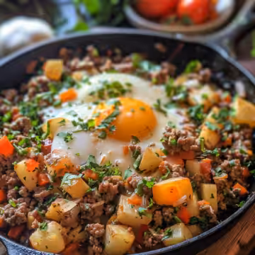 Ground Beef Potato Hash taken with iphone 15 pro max --iw 2 --ar 4:5 --v 6.0 --raw
