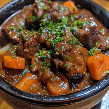 Guinness Beef Stew taken with iphone 15 pro max --iw 2 --ar 4:5 --v 6.0 --raw