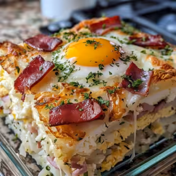 Ham and Cheese Hashbrown Egg Casserole taken with iphone 15 pro max --iw 2 --ar 4:5 --v 6.0 --raw