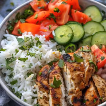Healthy Chicken Gyro Bowls taken with iphone 15 pro max --iw 2 --ar 4:5 --v 6.0 --raw