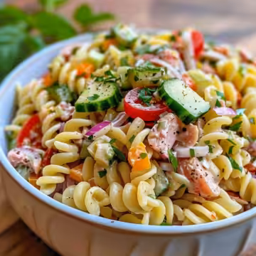 Hearty and So Delicious! Italian Grinder Pasta Salad Recipe taken with iphone 15 pro max --iw 2 --ar 4:5 --v 6.0 --raw