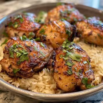 Herb Chicken Thighs and Rice taken with iphone 15 pro max --iw 2 --ar 4:5 --v 6.0 --raw