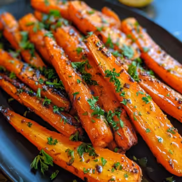 Honey Garlic Butter Roasted Carrots taken with iphone 15 pro max --iw 2 --ar 4:5 --v 6.0 --raw