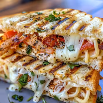 Honey Pepper Chicken Panini Pasta: A Flavorful Twist on Lunch taken with iphone 15 pro max --iw 2 --ar 4:5 --v 6.0 --raw