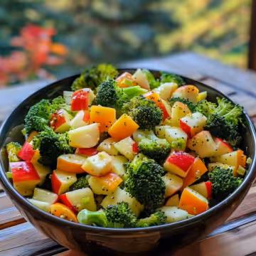 Honeycrisp Apple Broccoli Salad taken with iphone 15 pro max --iw 2 --ar 4:5 --v 6.0 --raw