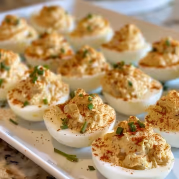 Irresistible Crab-Stuffed Deviled Eggs taken with iphone 15 pro max --iw 2 --ar 4:5 --v 6.0 --raw