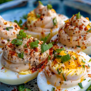 Irresistible Elote Deviled Eggs with Zesty Chipotle Mayo taken with iphone 15 pro max --iw 2 --ar 4:5 --v 6.0 --raw