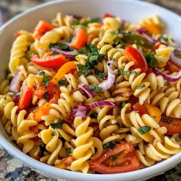 Jimmy Buffett Pasta Salad for Cheesburger Lovers taken with iphone 15 pro max --iw 2 --ar 4:5 --v 6.0 --raw