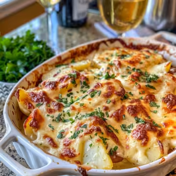 Kielbasa Sausage Cheesy Potato Casserole taken with iphone 15 pro max --iw 2 --ar 4:5 --v 6.0 --raw