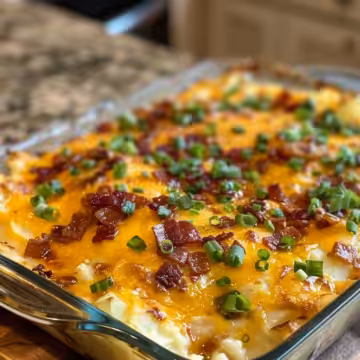 Loaded Baked Potato Casserole taken with iphone 15 pro max --iw 2 --ar 4:5 --v 6.0 --raw